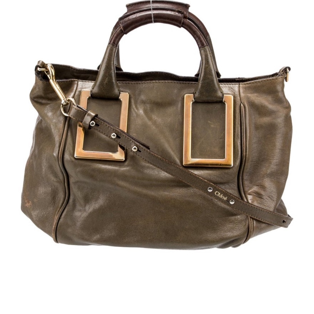 VINTAGE Chloe Olive Leather Tote Bag - Picture 5 of 11